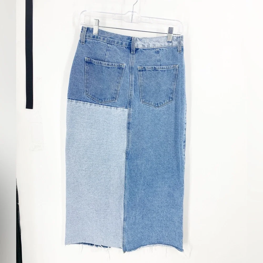 KanCan Color Block Denim MIDI Skirt Sz M - Picture 8 of 10